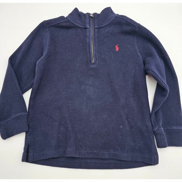 Polo Ralph Lauren Boy's Size 6 Navy Blue Long Sleeve Quarter Zip Sweater - Picture 1 of 4